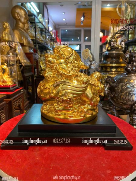 Tỳ hưu phong thủy bằng đồng dát vàng 24K cao 17 ngang rộng 15 , nặng 2,5kg