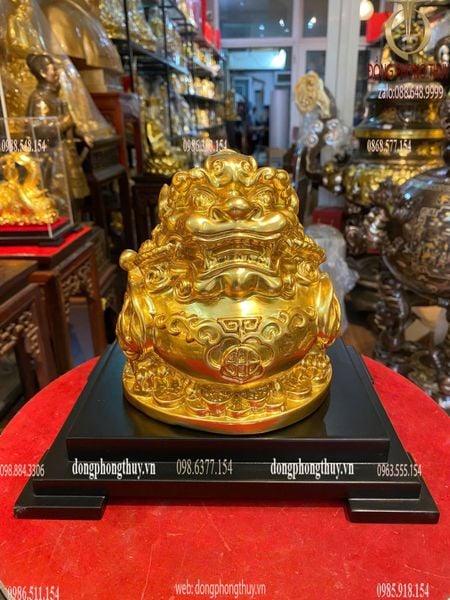 Tỳ hưu phong thủy bằng đồng dát vàng 24K cao 17 ngang rộng 15 , nặng 2,5kg
