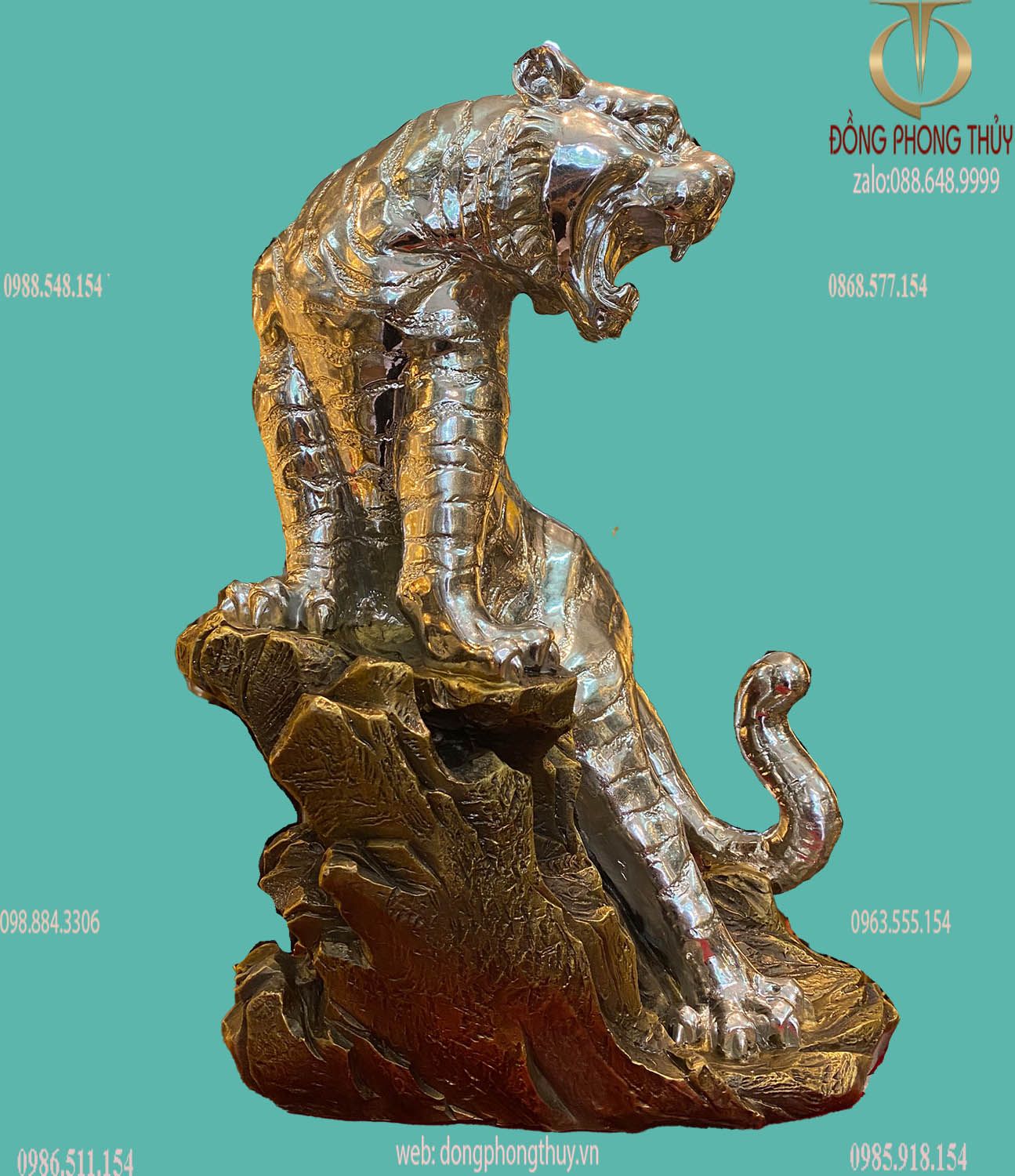 Tượng hổ bằng đồng dát bạc