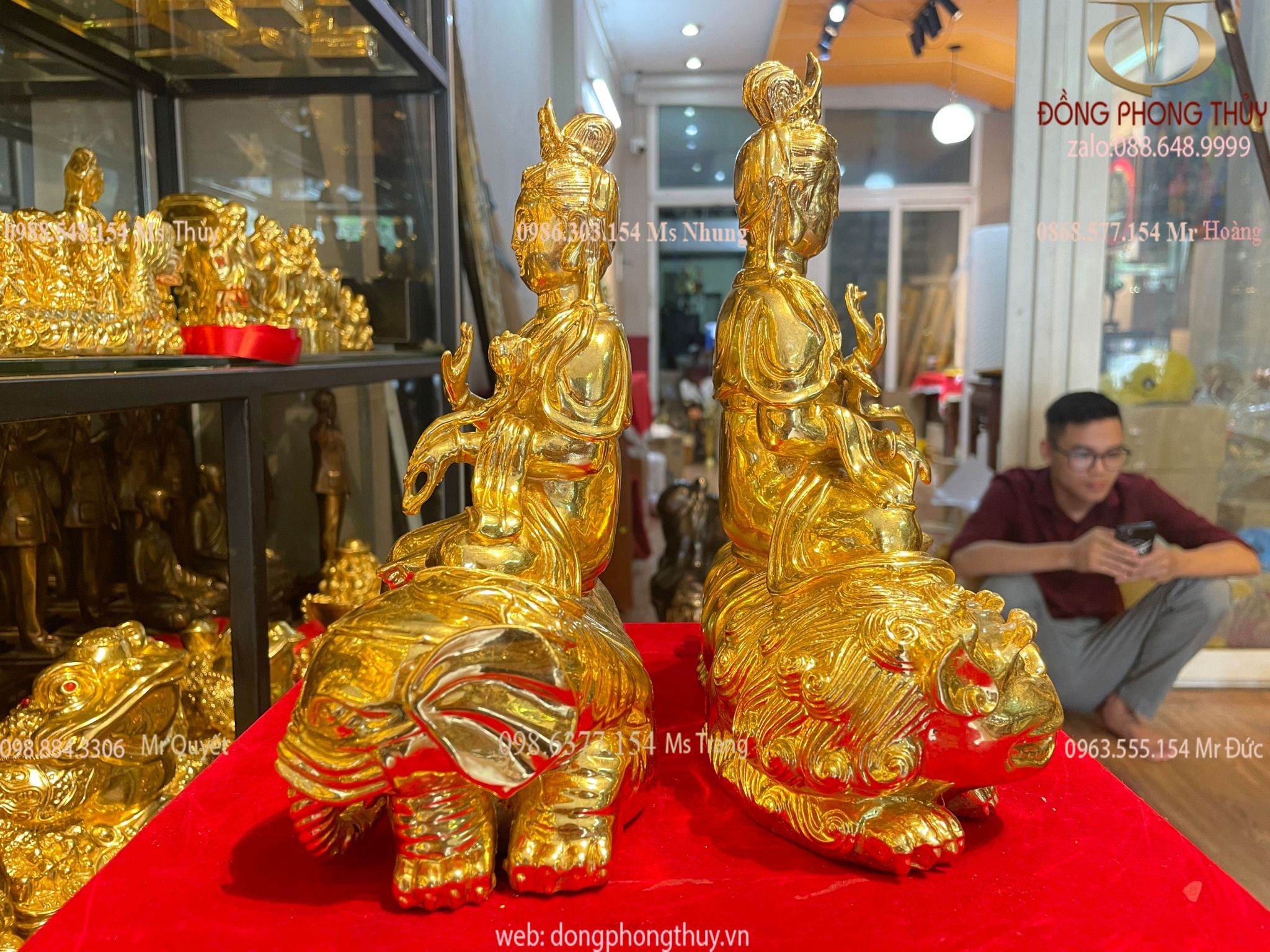 Văn thù phổ hiền bồ tát dát vàng 24k