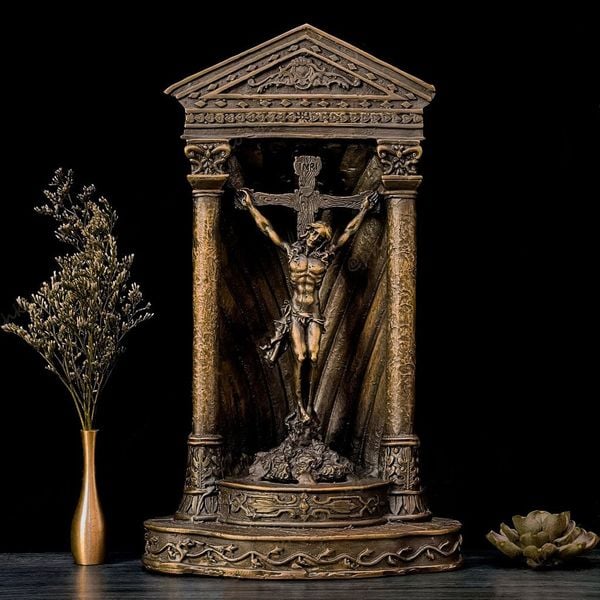 Tượng chúa giêsu thập tự giá 25cm bằng đồng hun