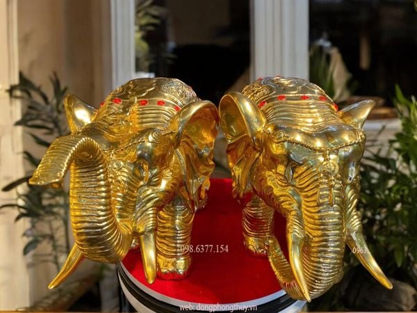 Đôi voi bằng đồng dát vàng 24k