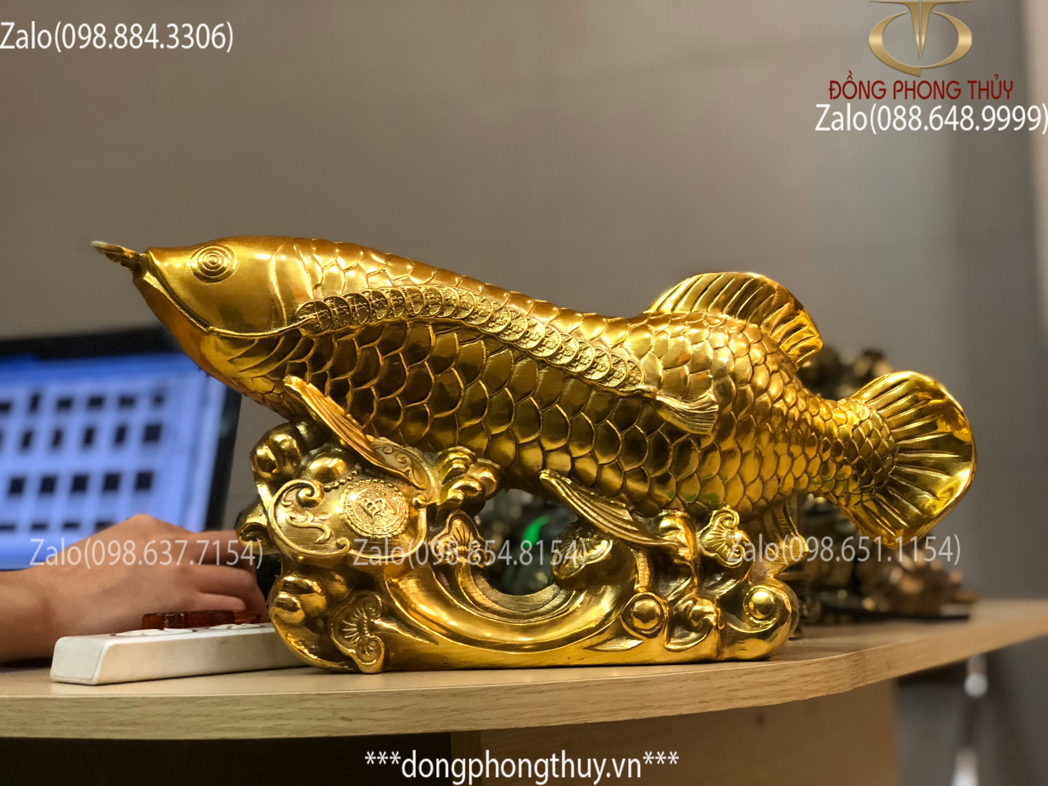 Tượng Cá Rồng Bằng Đồng 18,5cm