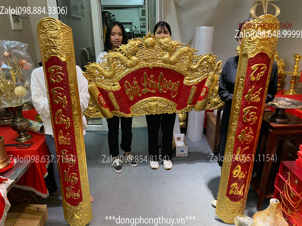 Cuốn thư câu đối dát vàng 24k 1m55