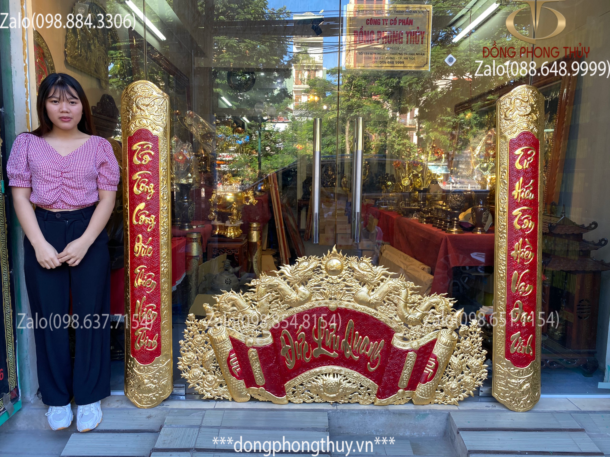 Bộ cuốn thư câu đối 1m55 dát vàng 24k