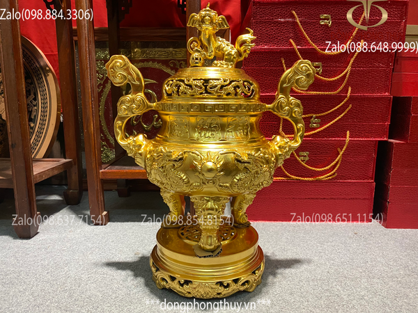 Đỉnh đồng cao 50cm dát vàng 24k