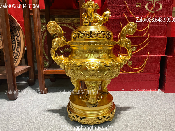 Đỉnh đồng cao 50cm dát vàng 24k