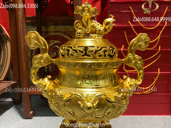 Đỉnh đồng cao 50cm dát vàng 24k