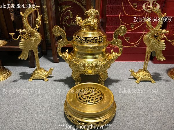 Đỉnh đồng cao 50cm dát vàng 24k