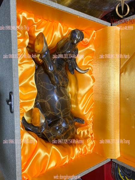 Tượng trâu vàng phong thủy bằng đồng cao 19,5 dài 30 nặng 3kg