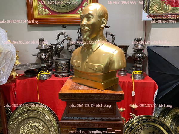 Tượng bác hồ bán thân đồng đỏ cao 42cm ngang 34 sâu 16 nặng 10kg