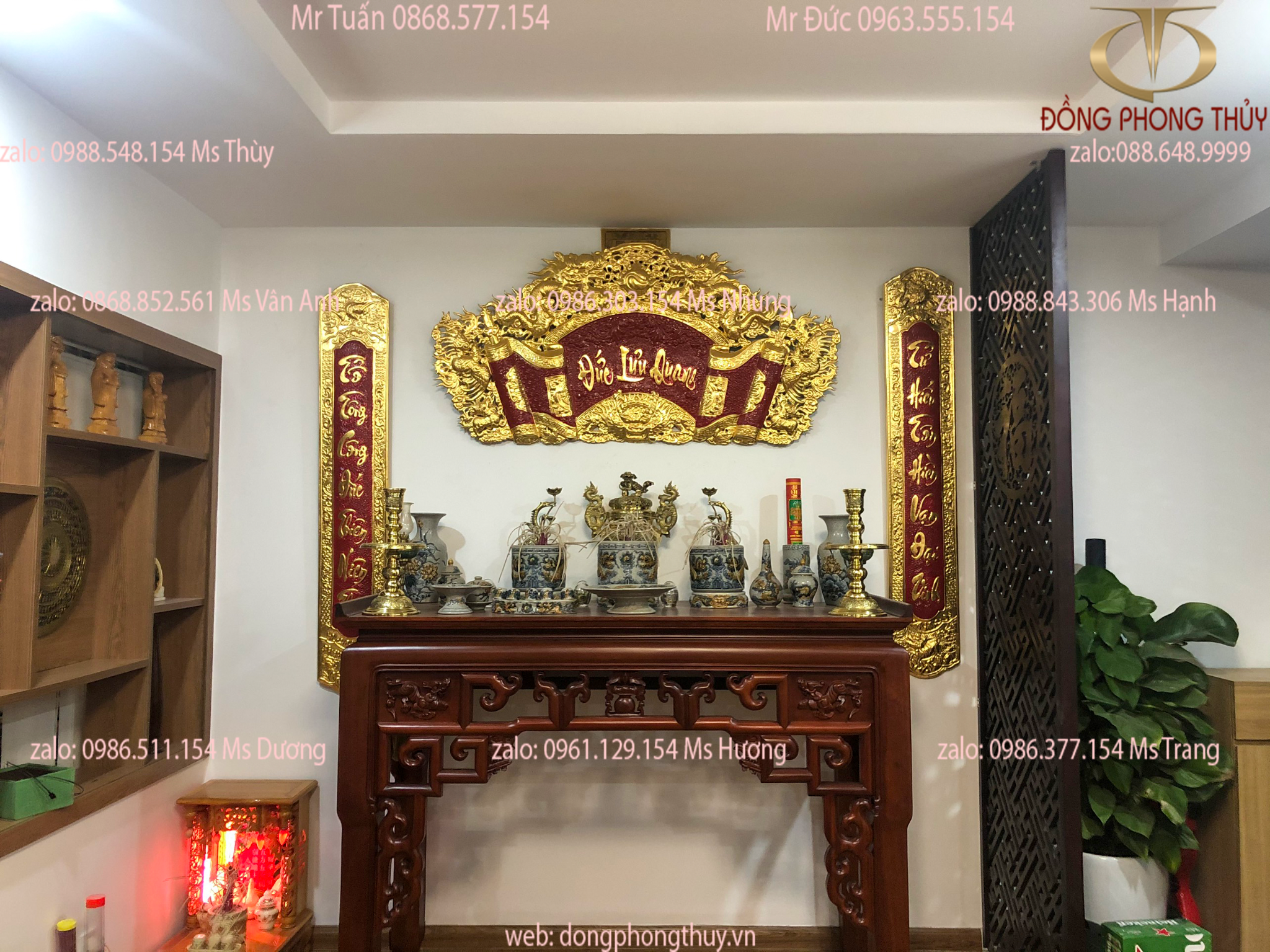 Bộ cuốn thư câu đối bằng đồng dát vàng 24k 1m55 giao cho chú Dũng ở timecity Hà Nội