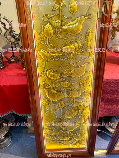 Tranh hoa sen giả cổ 50*1m52 tổng 1m *1m52