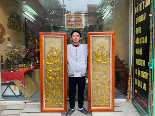 Tranh hoa sen giả cổ 50*1m52 tổng 1m *1m52