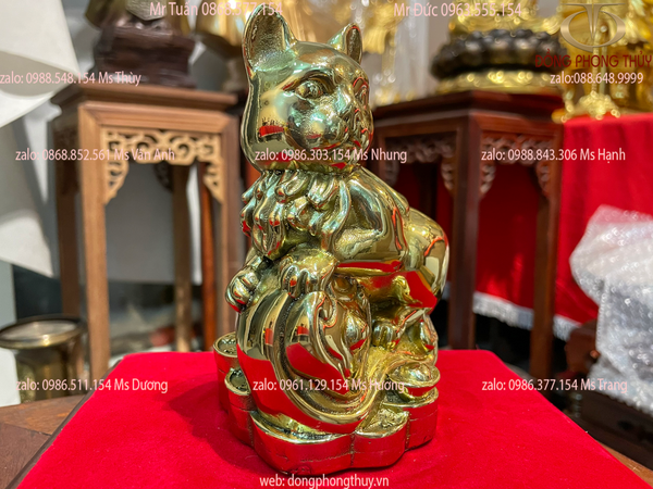 Tượng mèo bằng đồng Cao 14, ngang 11, sâu 8, nặng 1,2kg