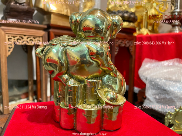 Tượng heo phong thủy bằng đồng- tượng lợn Cao 14, ngang 12,5, sâu 9,5 nặng 1,3kg