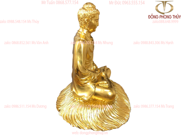 Tượng Thích Ca Mâu Ni cao 1m nặng 180kg đồng đỏ dát vàng 24k