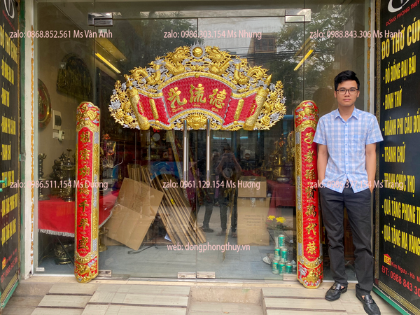 Cuốn thư câu đối 1m55 dát vàng nano dát bạc
