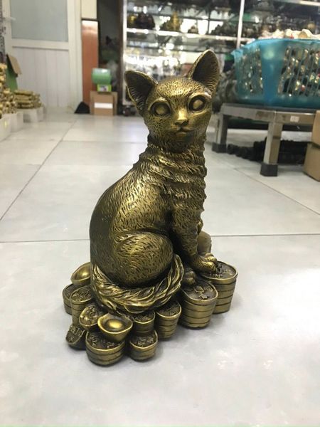 Mèo phong thủy bằng đồng 20cm