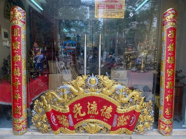 Cuốn thư câu đối 1m76 dát vàng nano dát bạc