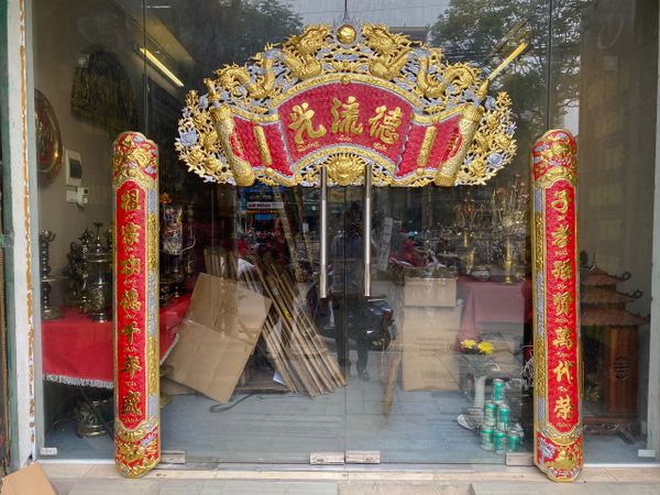 Cuốn thư câu đối 1m55 dát vàng nano dát bạc