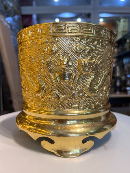 Bát hương bằng đồng 16cm dát vàng 24k