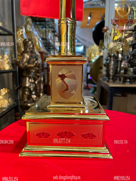 Cột cờ CÔNG AN bằng đồng mạ vàng 24k