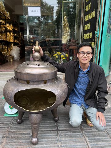 Đỉnh hóa vàng/ Lư đốt vàng mã gia đình bằng đồng cao 108cm