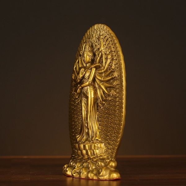 Tượng phật quan âm nghìn tay bằng đồng 26cm