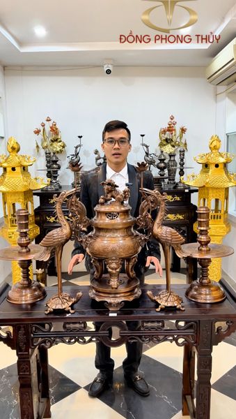 Bộ ngũ sự đỉnh đồng đỏ 46kg CNC