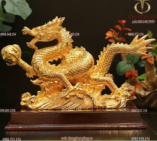 Tượng rồng mạ vàng - Tượng rồng dát vàng 24k