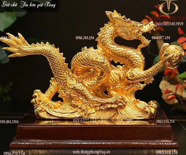 Tượng rồng mạ vàng - Tượng rồng dát vàng 24k