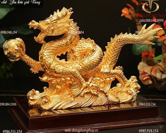 Tượng rồng mạ vàng - Tượng rồng dát vàng 24k