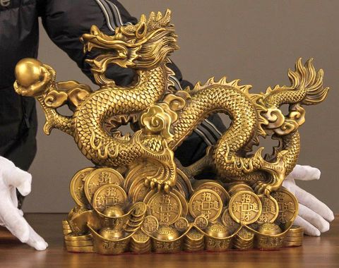 Tượng rồng tiến bệ vàng cao 34 dài 45cm nặng 7kg