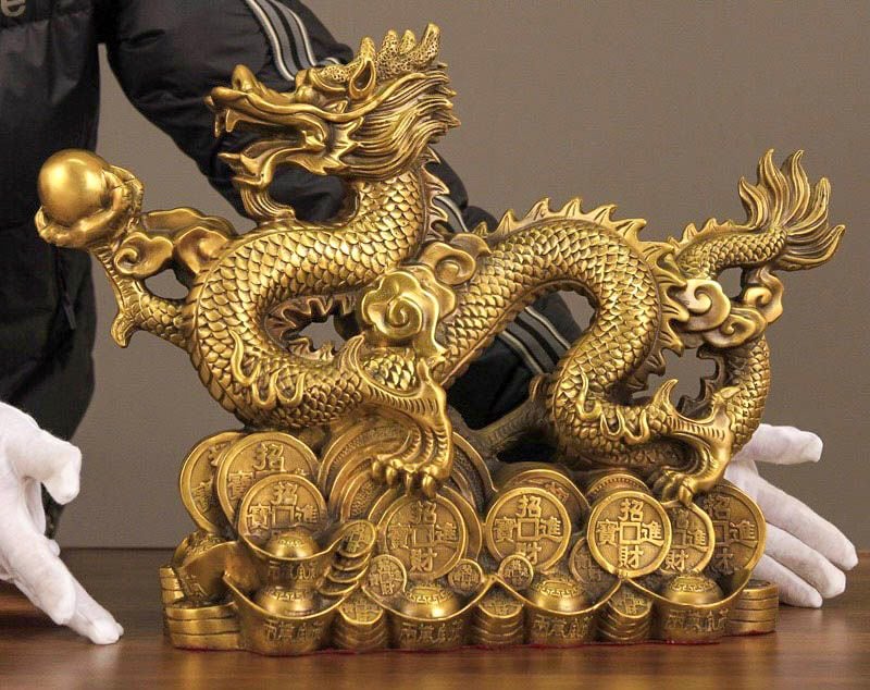 Tượng rồng tiến bệ vàng cao 34 dài 45cm nặng 7kg