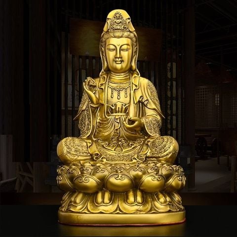 Tượng phật phật Quan Âm bằng đồng  Cao 29 ngang 17 sâu 16 nặng 2.8 kg