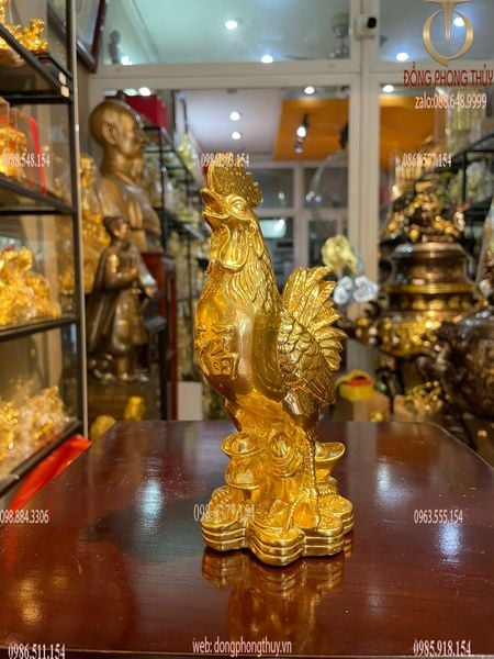 Tượng gà dát vàng 24K Cao 19 dài 13 rộng 8 nặng 800gr
