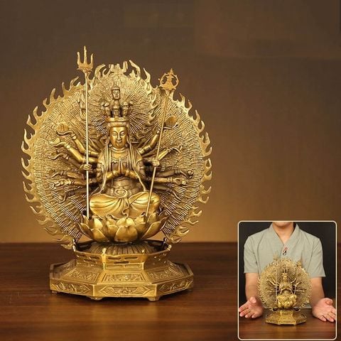 Tượng thiên thủ thiên nhãn bằng đồng 26,5cm
