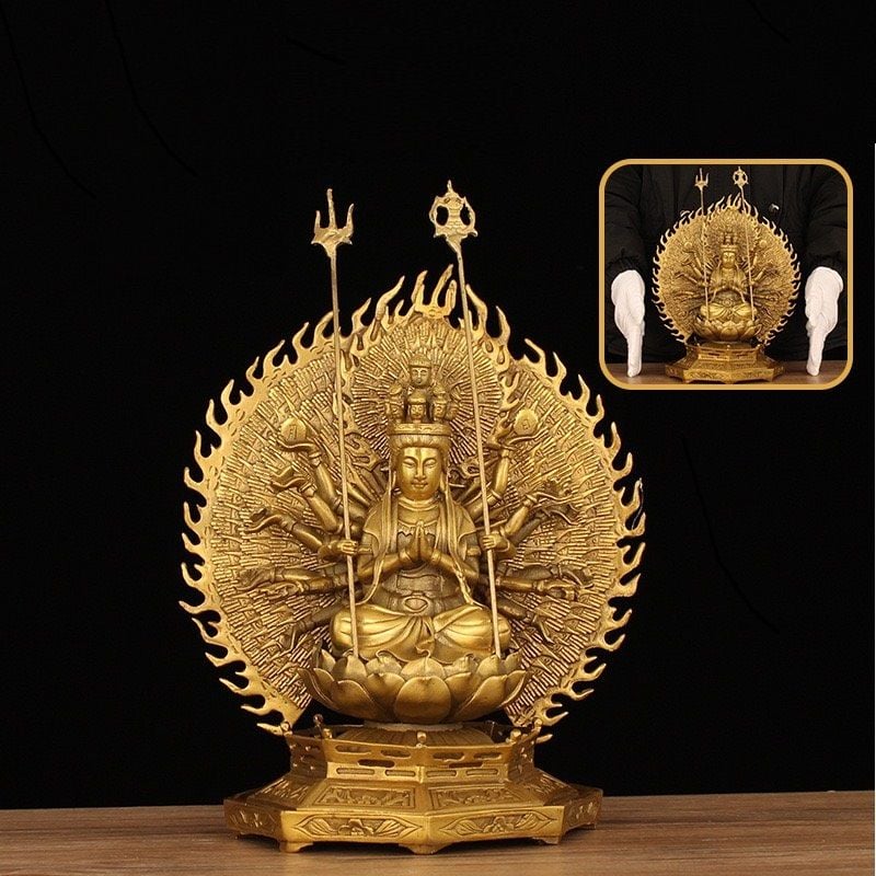 Tượng thiên thủ thiên nhãn bằng đồng 26,5cm