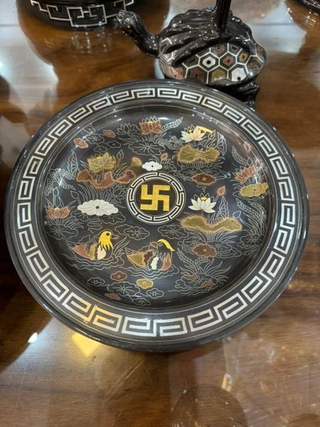 Mâm bồng khảm ngũ sắc đường kính 25cm