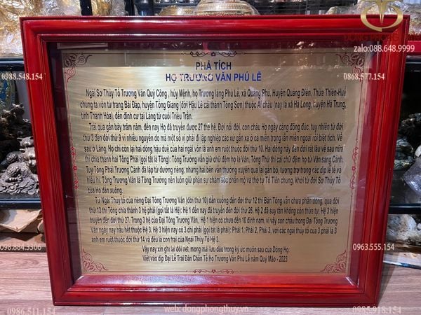 Gia phả bằng đồng nguyên tấm cao 68 ngang 81cm