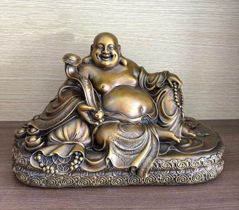Tượng phật Di Lặc bằng đồng ngang 37 cao 24,5 sâu 18 nặng 9.5 kg
