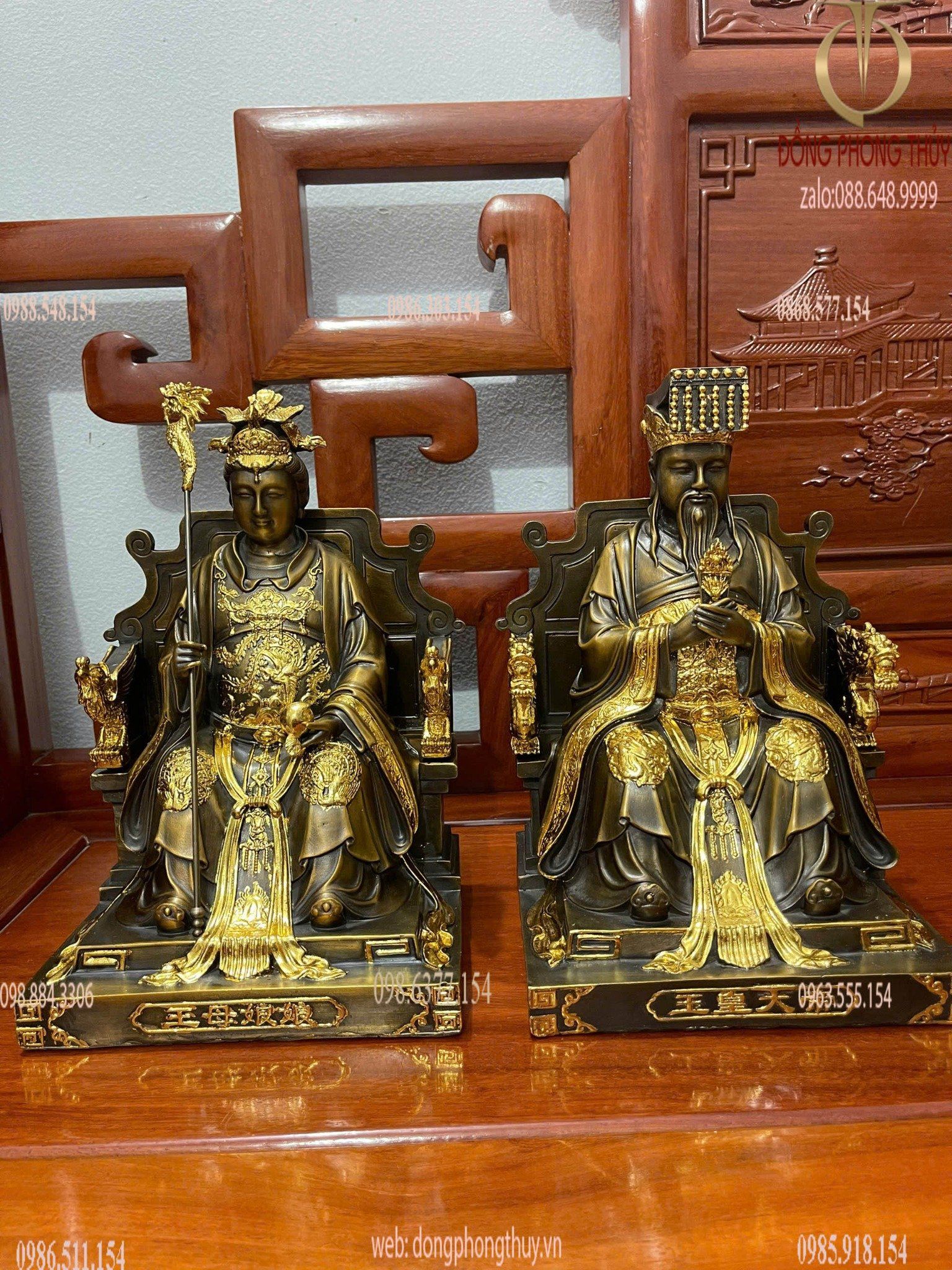 Ngọc Hoàng Đại Đế - Vương Mẫu Nương Nương bằng đồng