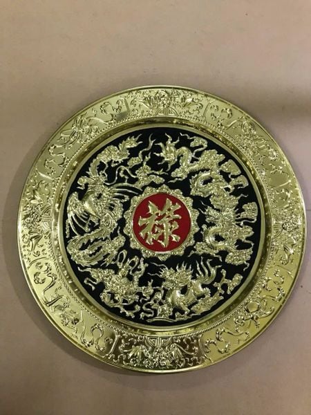 Tranh mâm bằng đồng nguyên chất thúc nổi thủ công