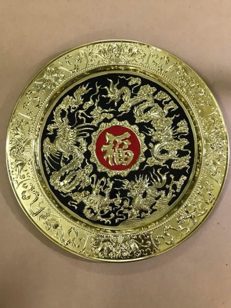 Tranh mâm bằng đồng nguyên chất thúc nổi thủ công