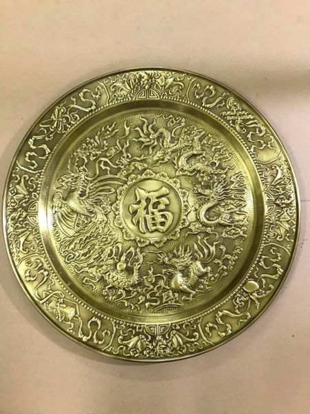 Tranh mâm bằng đồng nguyên chất thúc nổi thủ công