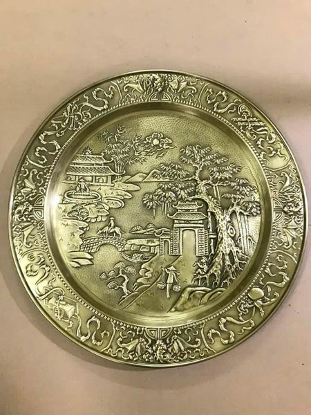 Tranh mâm bằng đồng nguyên chất thúc nổi thủ công