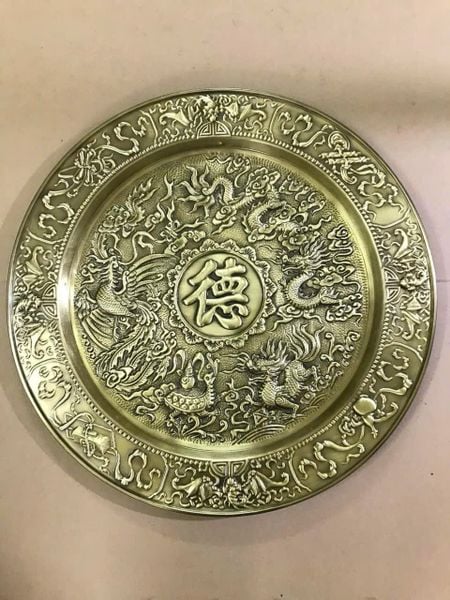 Tranh mâm bằng đồng nguyên chất thúc nổi thủ công