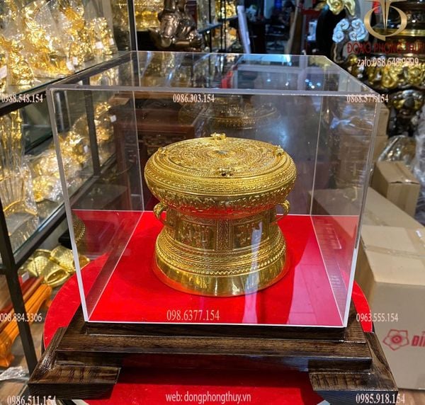 Trống đồng Đông Sơn dát vàng 24k quà tặng doanh nghiệp