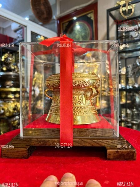 Trống đồng Đông Sơn dát vàng 24k quà tặng doanh nghiệp